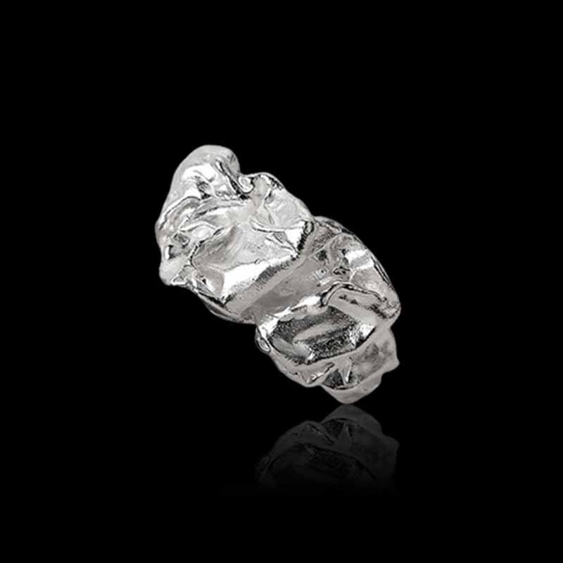 Irregular Pleated 925 Sterling Silver Open Ring 04 | RoyalLuster.com