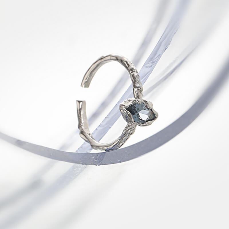 Irregular Texture 925 Sterling Silver Open Ring