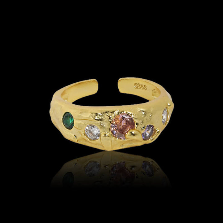 Irregular Textured Zirconia 925 Sterling Silver Ring 03 | RoyalLuster.com