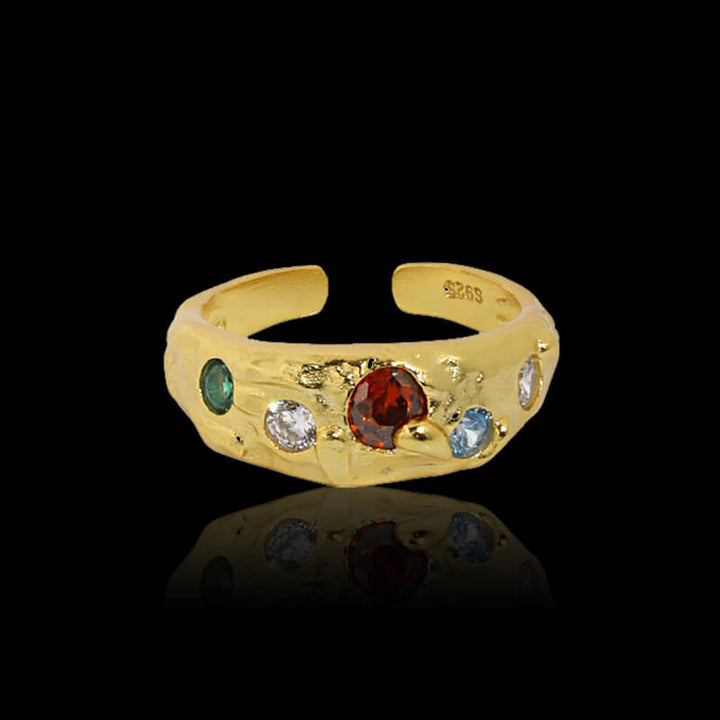 Irregular Textured Zirconia 925 Sterling Silver Ring 05 | RoyalLuster.com