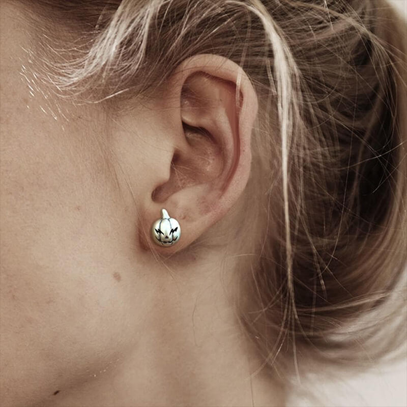 Jack-O'-Lantern 925 Sterling Silver Stud Earrings