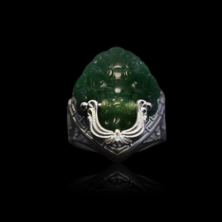 Jade Lion 925 Sterling Silver Auspicious Cloud Ring