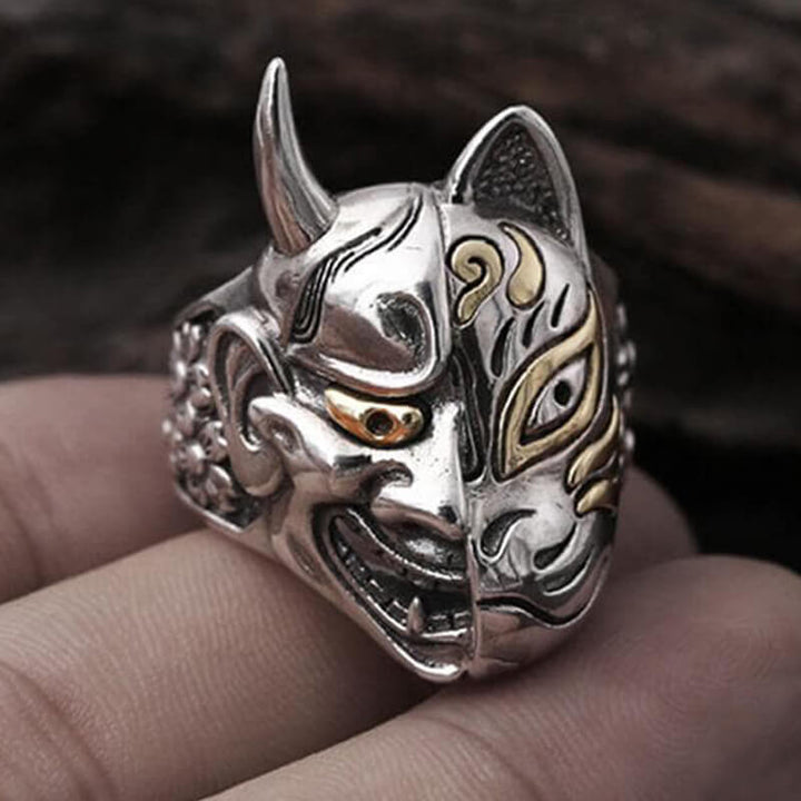 Japanese Hannya Mask 925 Sterling Silver Ring