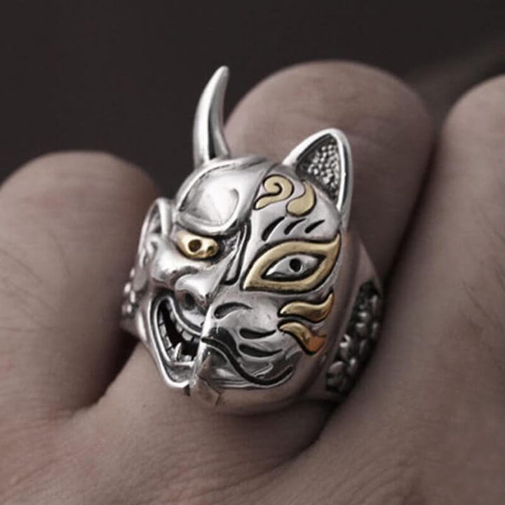 Japanese Hannya Mask 925 Sterling Silver Ring