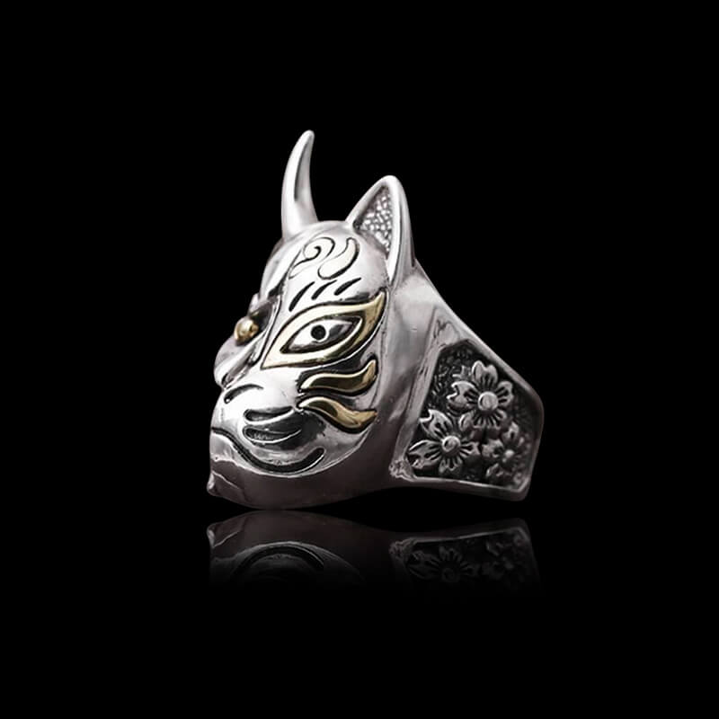 Japanese Hannya Mask 925 Sterling Silver Ring