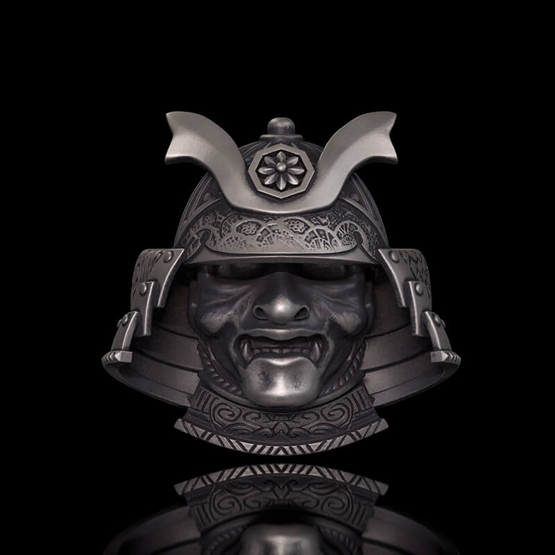 Japanese Helmet Samurai Sterling Silver Ring | RoyalLuster.com