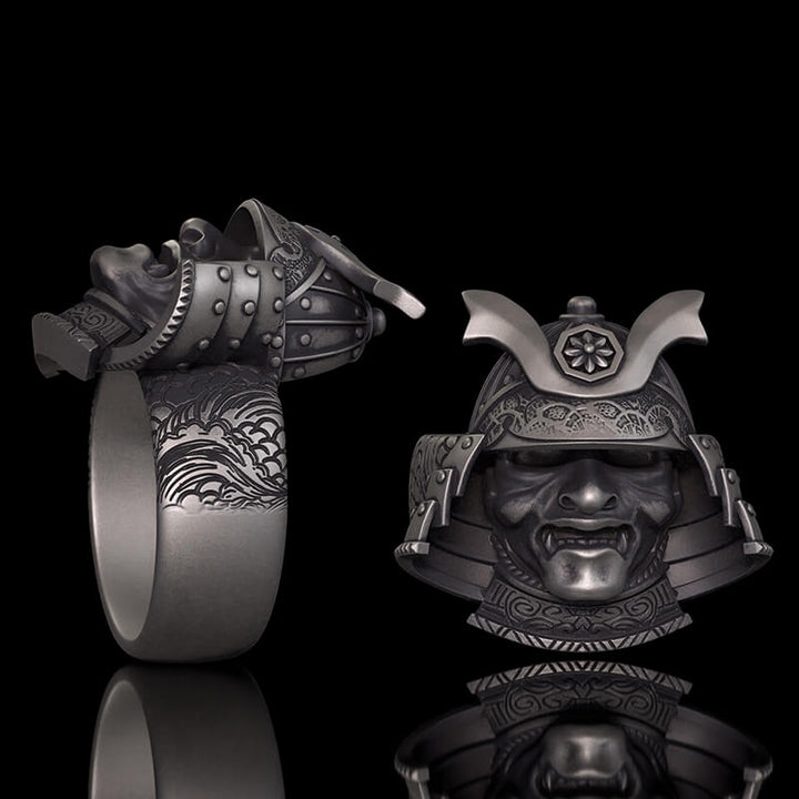 Japanese Helmet Samurai Sterling Silver Ring | RoyalLuster.com