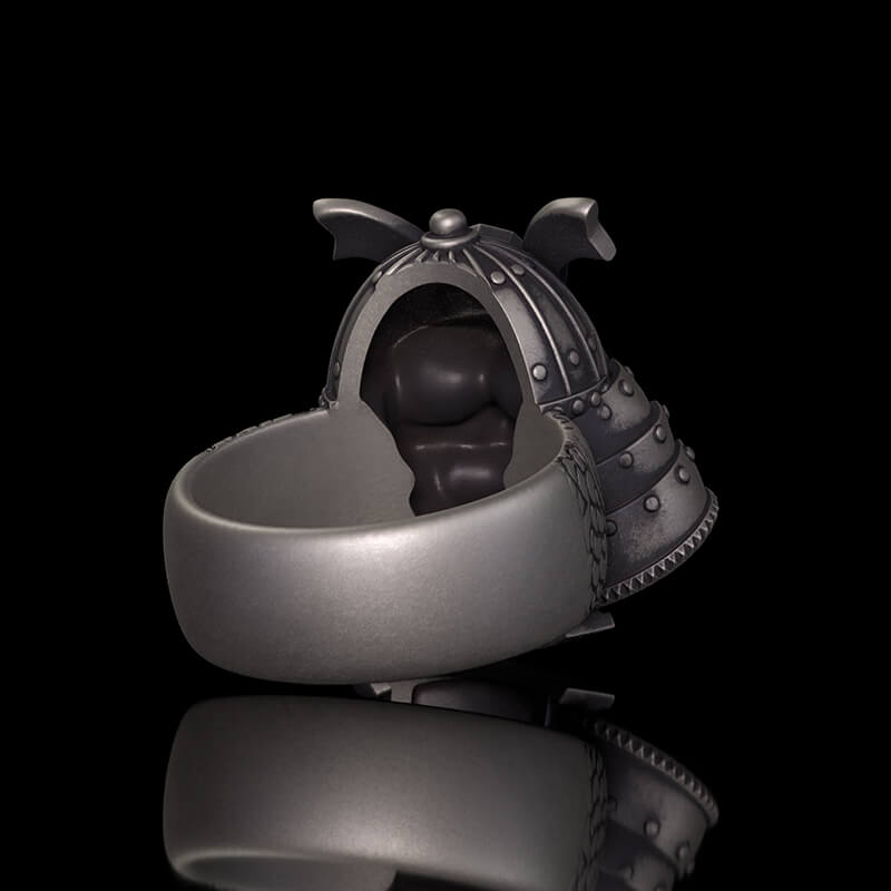 Japanese Helmet Samurai Sterling Silver Ring
