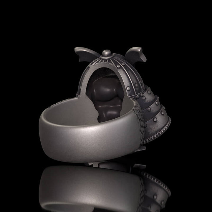 Japanese Helmet Samurai Sterling Silver Ring
