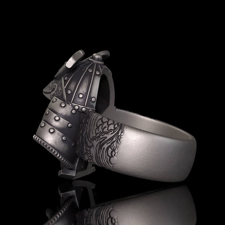 Japanese Helmet Samurai Sterling Silver Ring