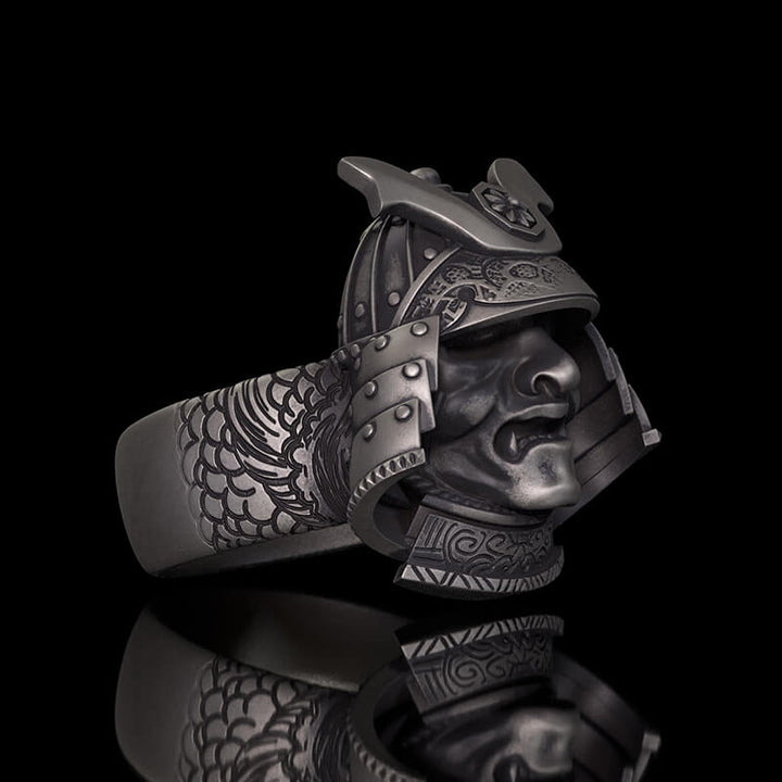 Japanese Helmet Samurai Sterling Silver Ring