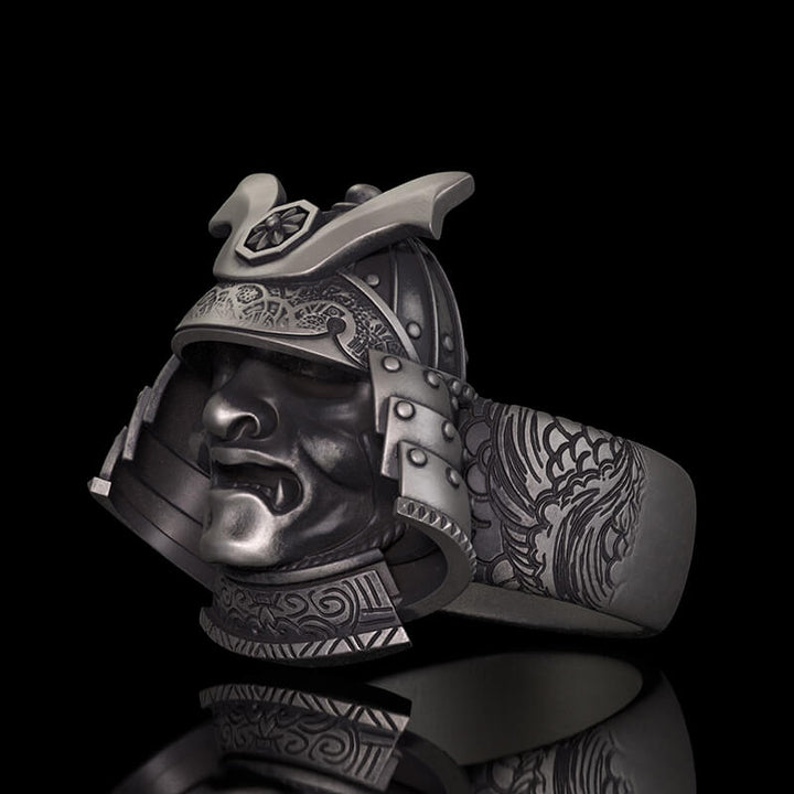 Japanese Helmet Samurai Sterling Silver Ring | RoyalLuster.com
