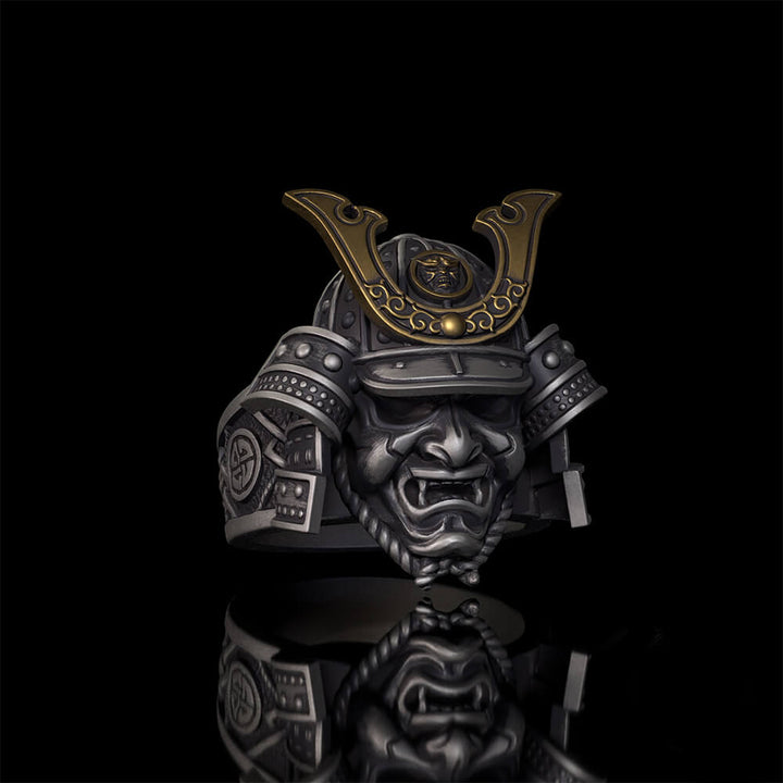 Japanese Samurai Helmet Sterling Silver Warrior Ring