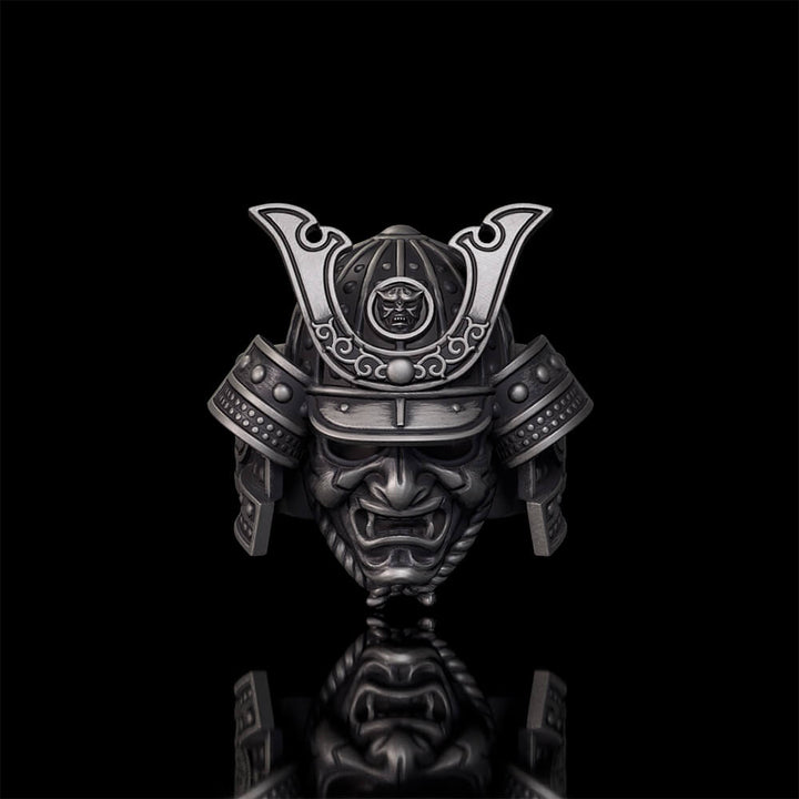 Japanese Samurai Helmet Sterling Silver Warrior Ring | RoyalLuster.com