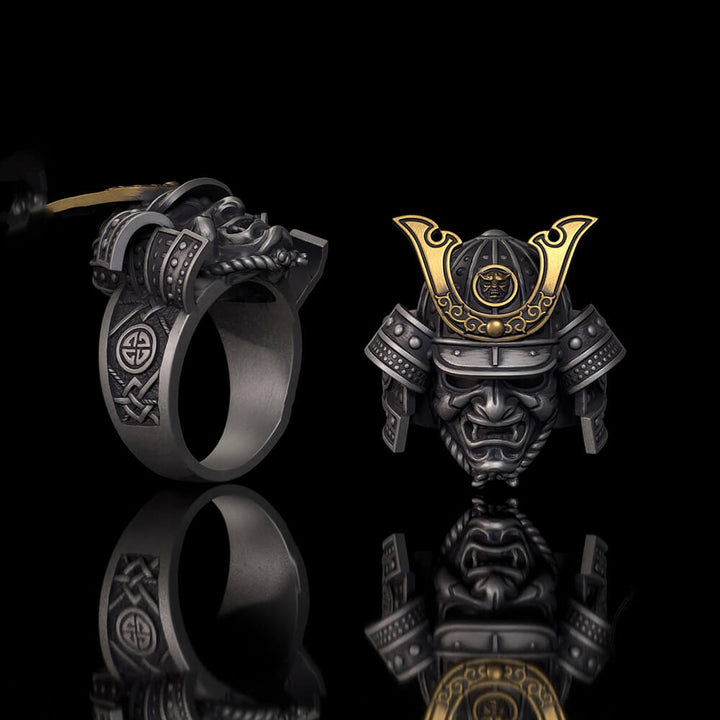 Japanese Samurai Helmet Sterling Silver Warrior Ring | RoyalLuster.com