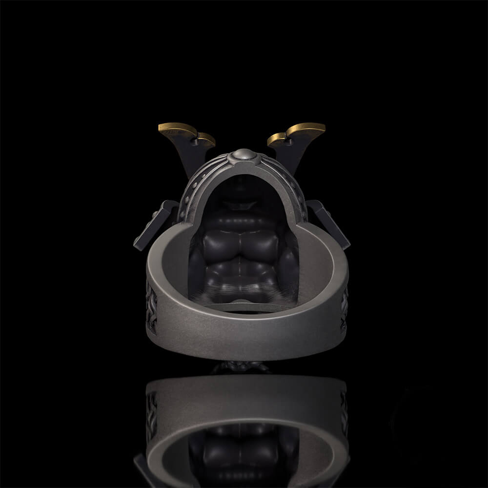 Japanese Samurai Helmet Sterling Silver Warrior Ring