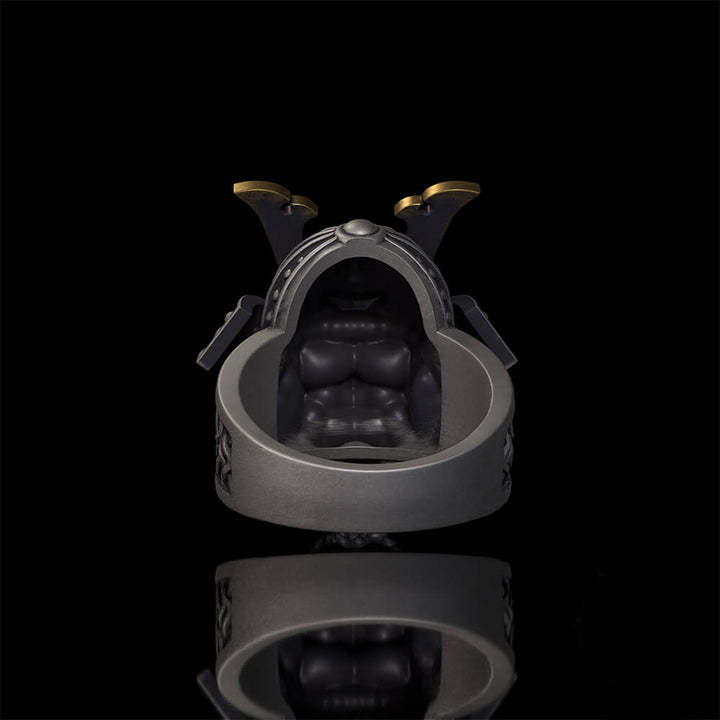 Japanese Samurai Helmet Sterling Silver Warrior Ring