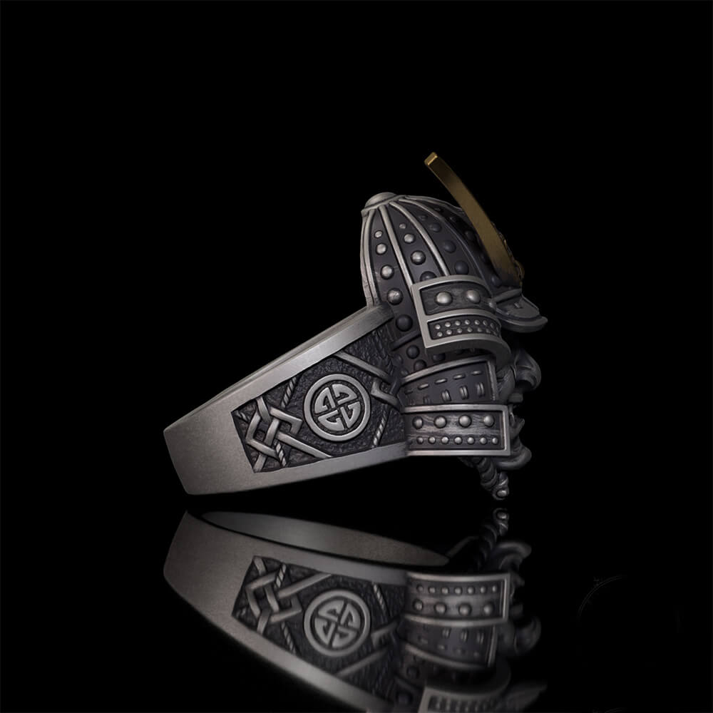 Japanese Samurai Helmet Sterling Silver Warrior Ring
