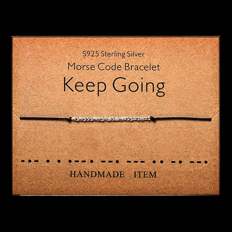 Keep Going Morse Code 925 Sterling Silver Bracelet