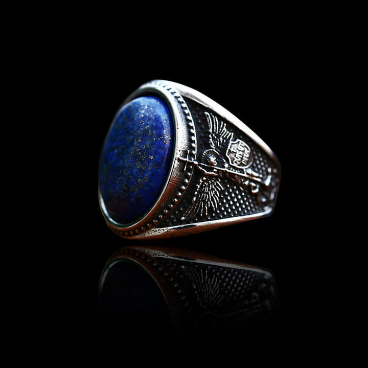 Lapis Lazuli Archangel Michael 925 Sterling Silver Ring