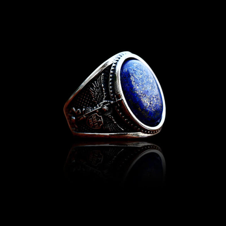 Lapis Lazuli Archangel Michael 925 Sterling Silver Ring