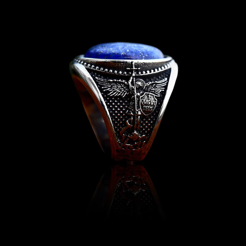 Lapis Lazuli Archangel Michael 925 Sterling Silver Ring