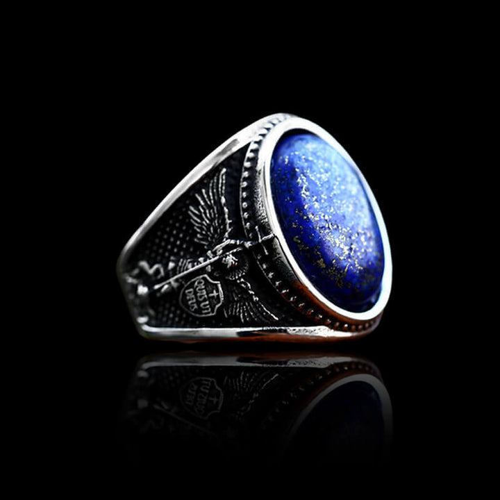 Lapis Lazuli Archangel Michael 925 Sterling Silver Ring