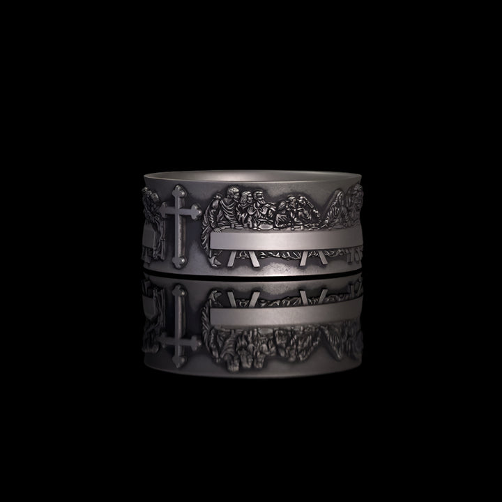 Last Supper Cross Sterling Silver Christian Ring | RoyalLuster.com