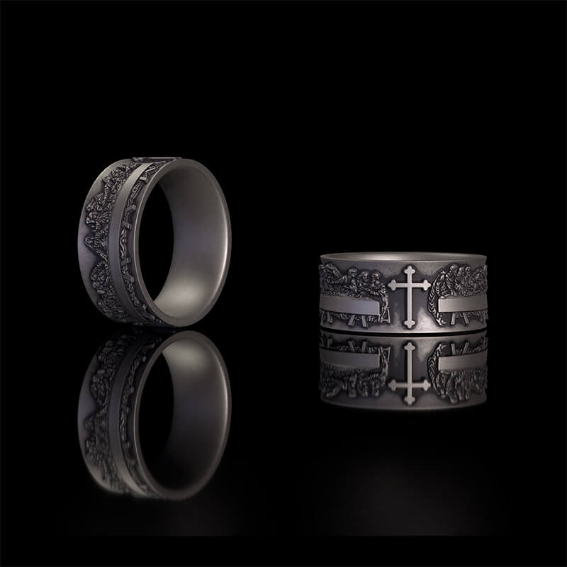 Last Supper Cross Sterling Silver Christian Ring | RoyalLuster.com