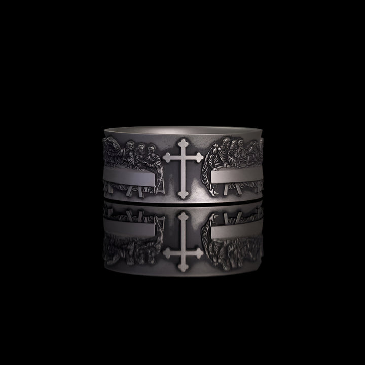 Last Supper Cross Sterling Silver Christian Ring | RoyalLuster.com