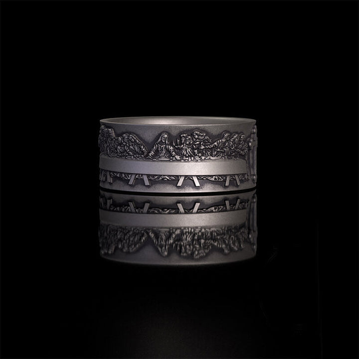 Last Supper Cross Sterling Silver Christian Ring