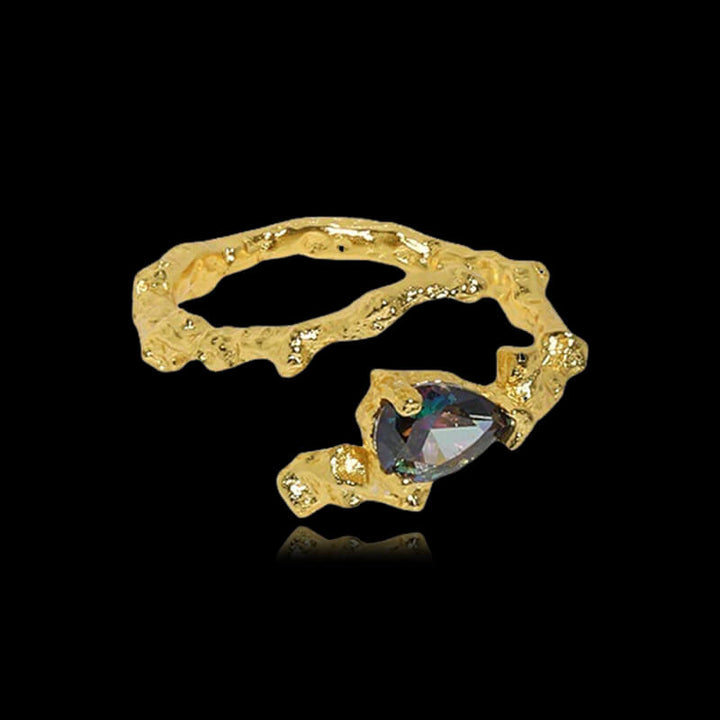 Lava Texture 925 Sterling Silver Open Ring 03 | RoyalLuster.com