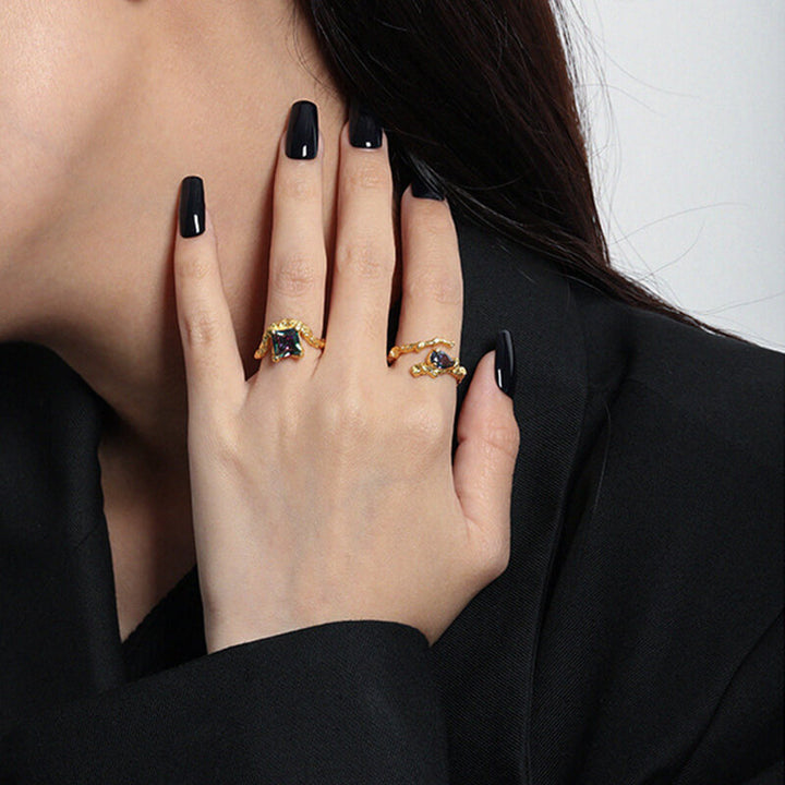 Lava Texture 925 Sterling Silver Open Ring 04 | RoyalLuster.com