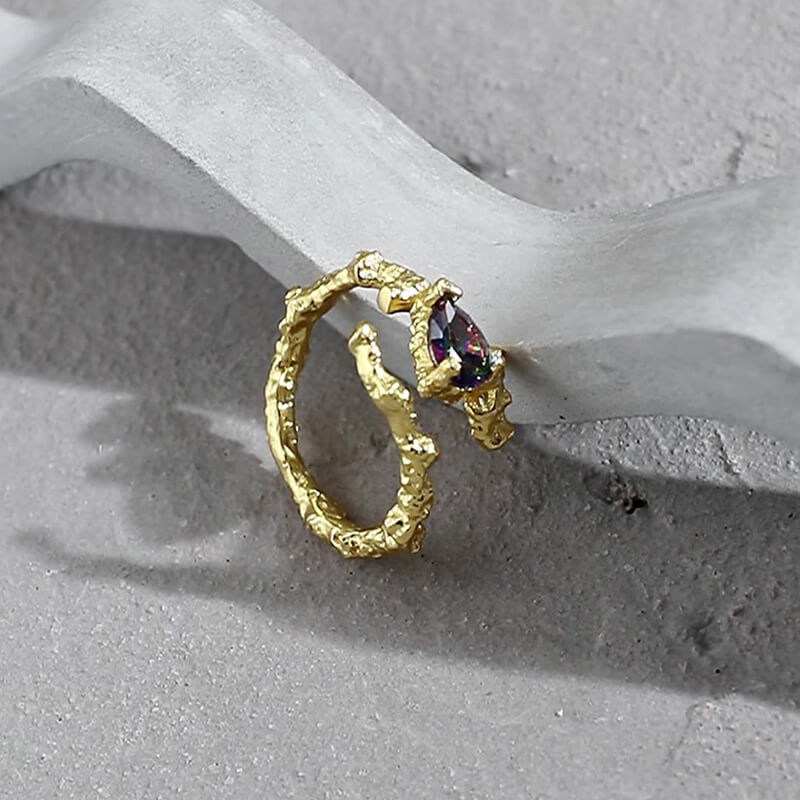 Lava Texture 925 Sterling Silver Open Ring