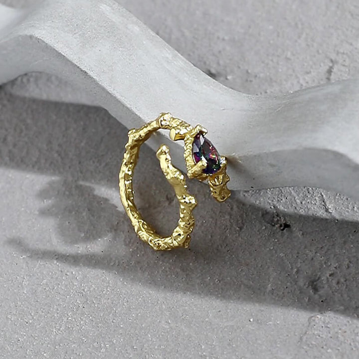 Lava Texture 925 Sterling Silver Open Ring