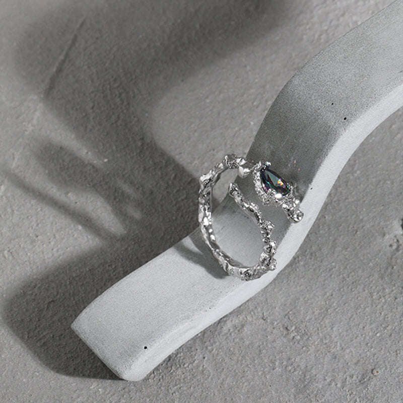 Lava Texture 925 Sterling Silver Open Ring