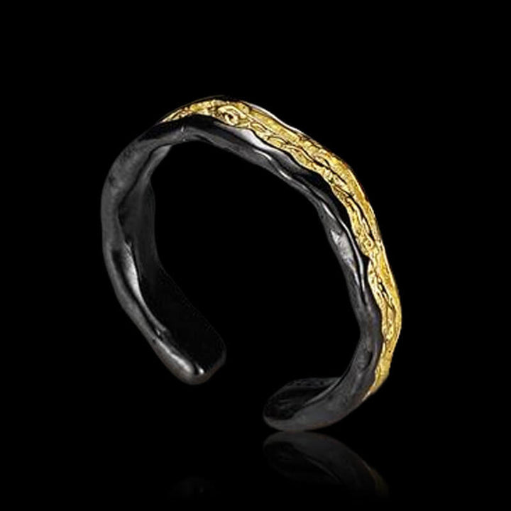 Lava Texture Gilt 925 Sterling Silver Open Ring 03 | RoyalLuster.com