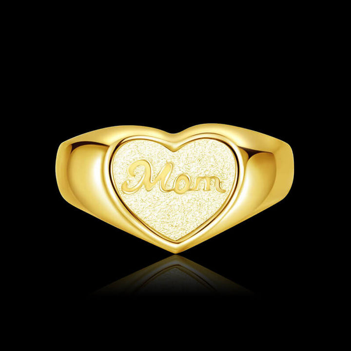 Letter Mom Heart Shape Adjustable 925 Sterling Silver Ring 03 | RoyalLuster.com