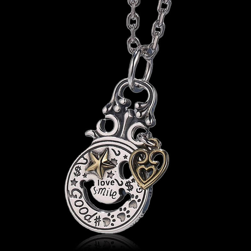 Love Heart Smiling 925 Sterling Silver Pendant 01 | RoyalLuster.com