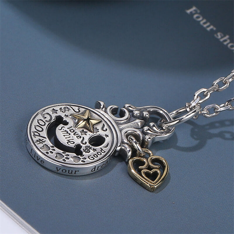 Love Heart Smiling 925 Sterling Silver Pendant 02 | RoyalLuster.com