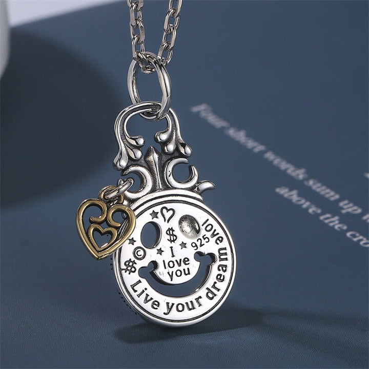 Love Heart Smiling 925 Sterling Silver Pendant 04 | RoyalLuster.com