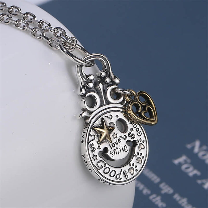 Love Heart Smiling 925 Sterling Silver Pendant 05 | RoyalLuster.com