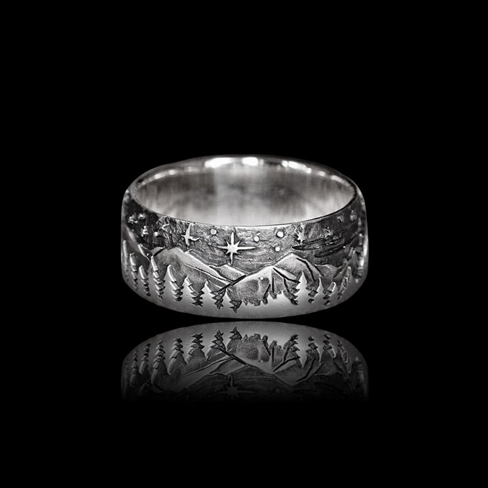 Loyal Wolf Pattern 925 Sterling Silver Ring