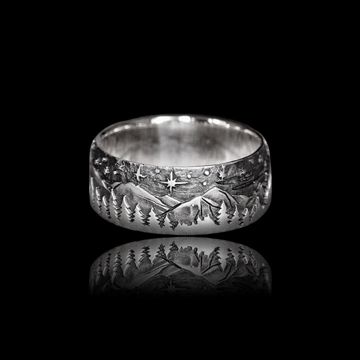 Loyal Wolf Pattern 925 Sterling Silver Ring