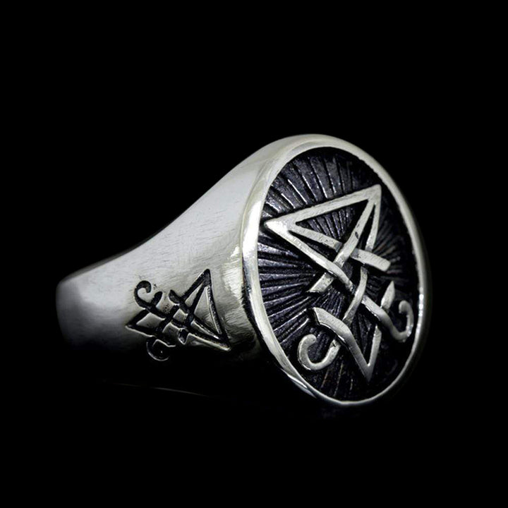 Lucifer Seal 925 Sterling Silver Satan Ring