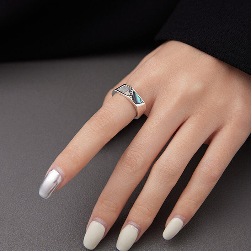 Lucky Shell 925 Sterling Silver Adjustable Ring 02 | RoyalLuster.com