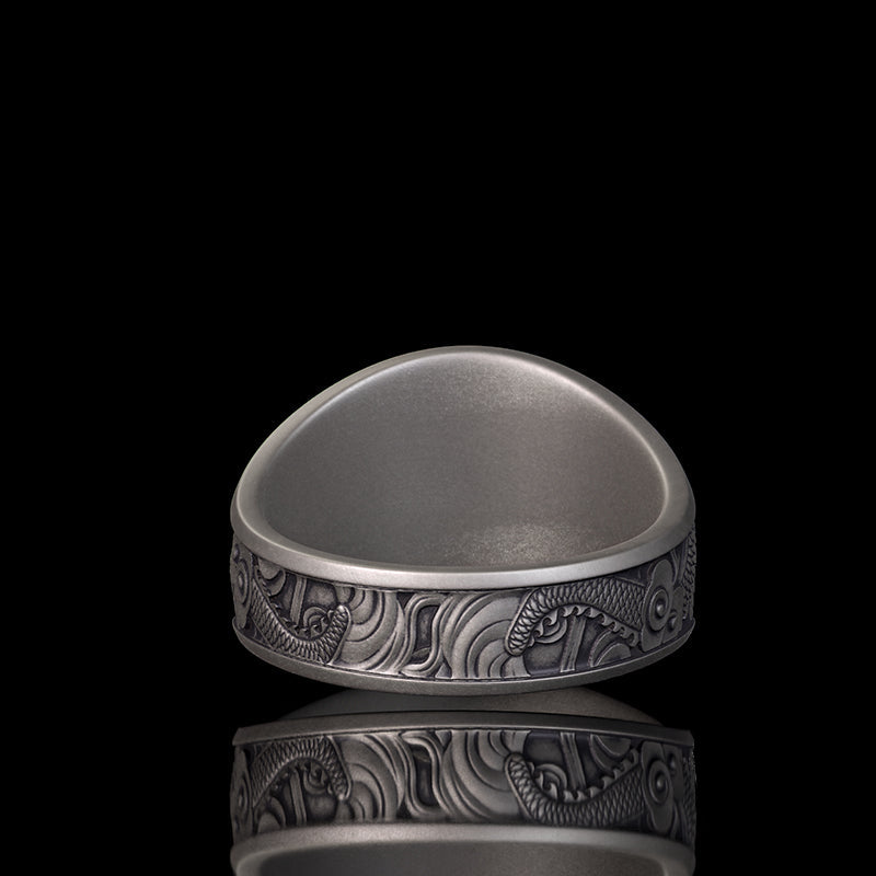 Lucky Cloud Chinese Dragon Sterling Silver Ring