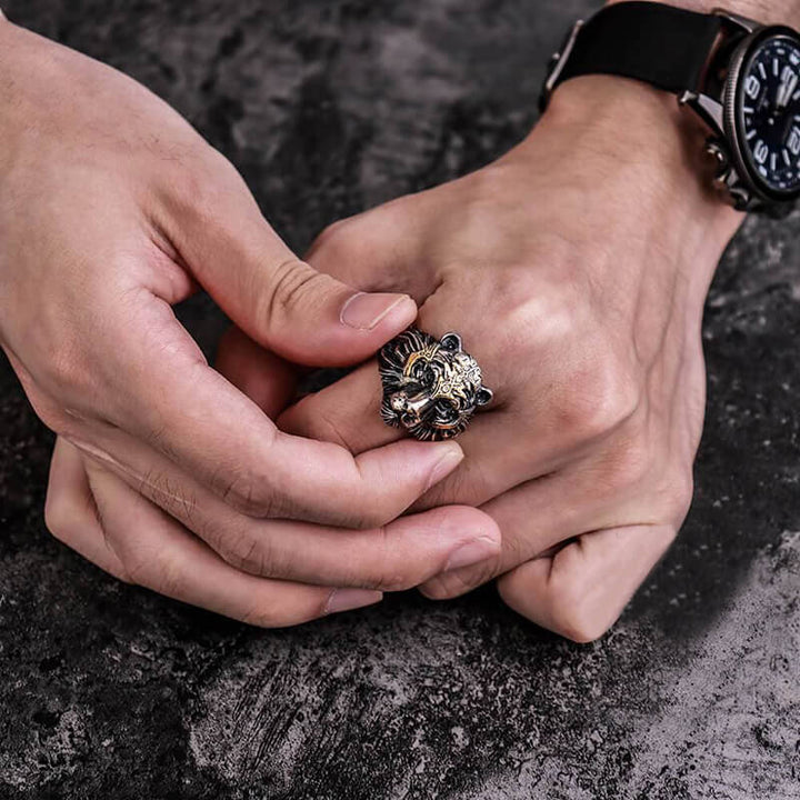Majestic Tiger Head 925 Sterling Silver Ring