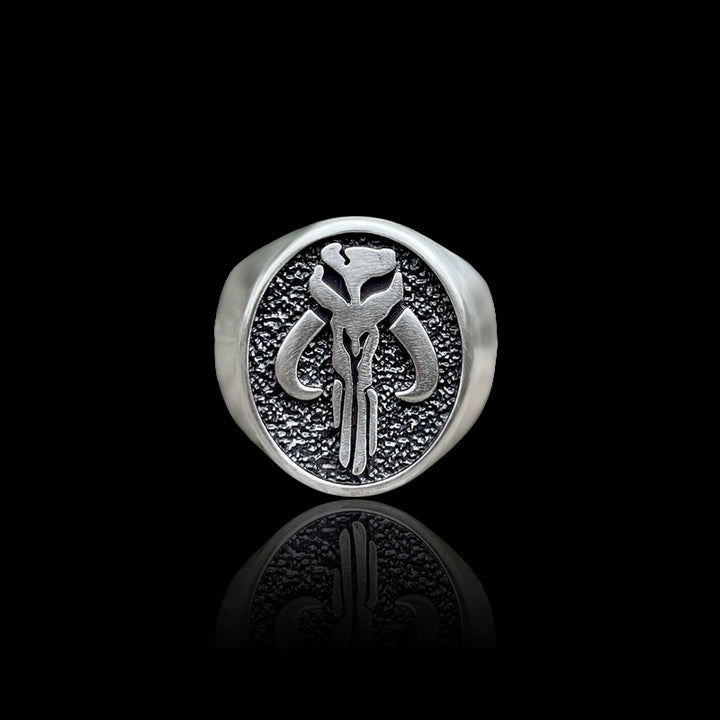 Mandalorian Symbol Skull 925 Sterling Silver Ring