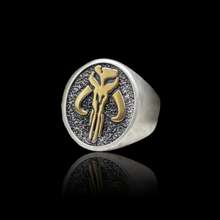 Mandalorian Symbol Skull 925 Sterling Silver Ring